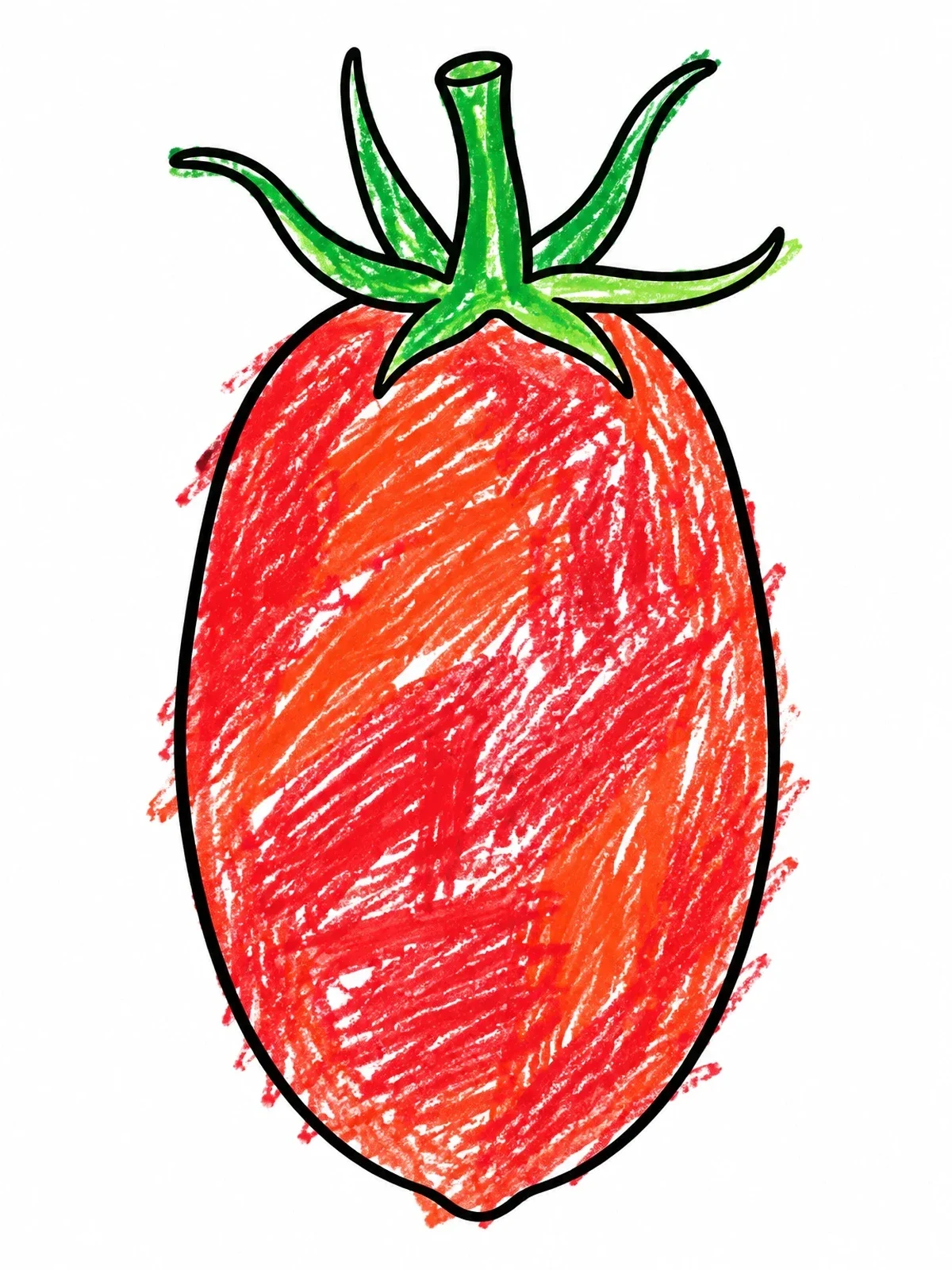 Colored example of the Simple Plum Roma Tomato coloring page