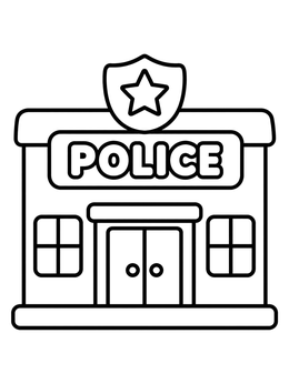 Free printable Simple Police Station Building coloring page