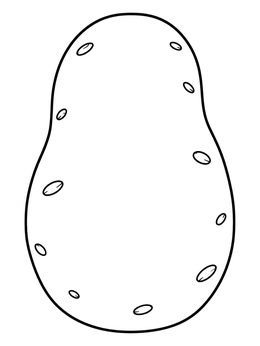 A simple potato coloring page featuring a blank potato outline ready for creative drawing.