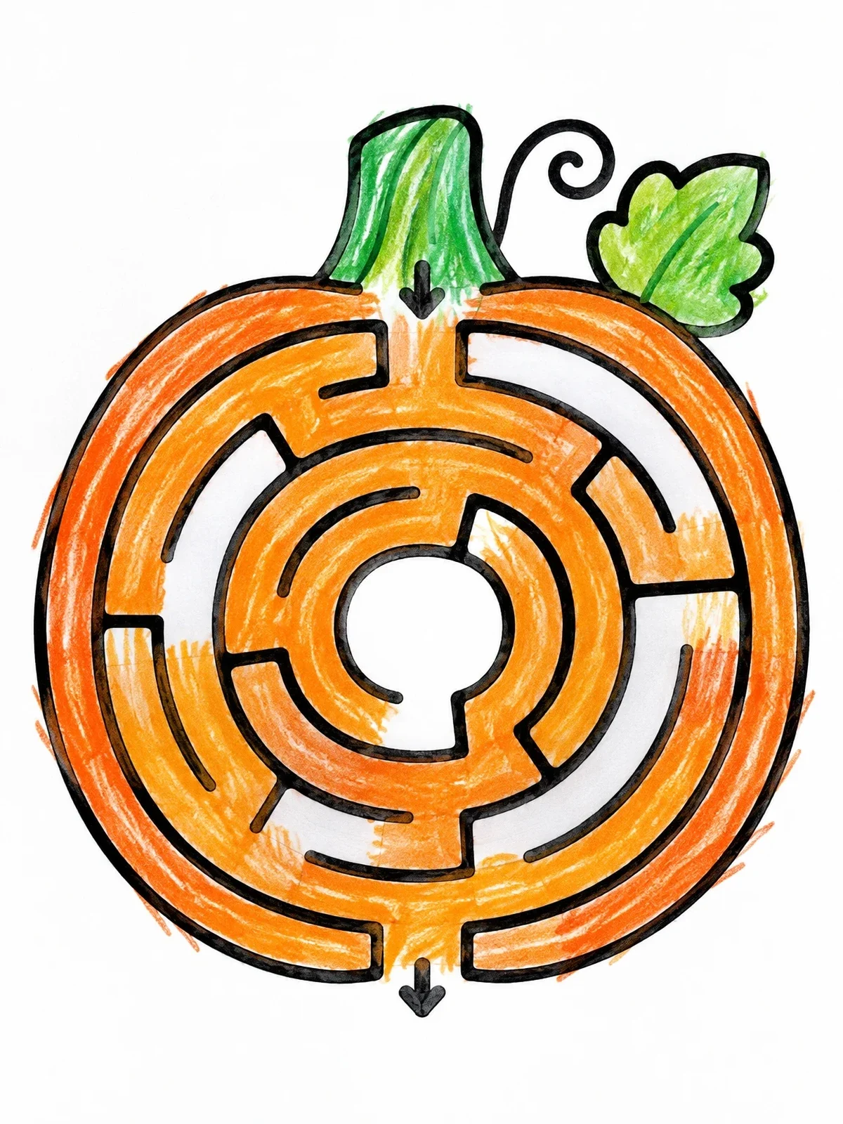 Colored example of the Simple Pumpkin Maze Puzzle coloring page