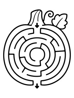 Free printable Simple Pumpkin Maze Puzzle coloring page
