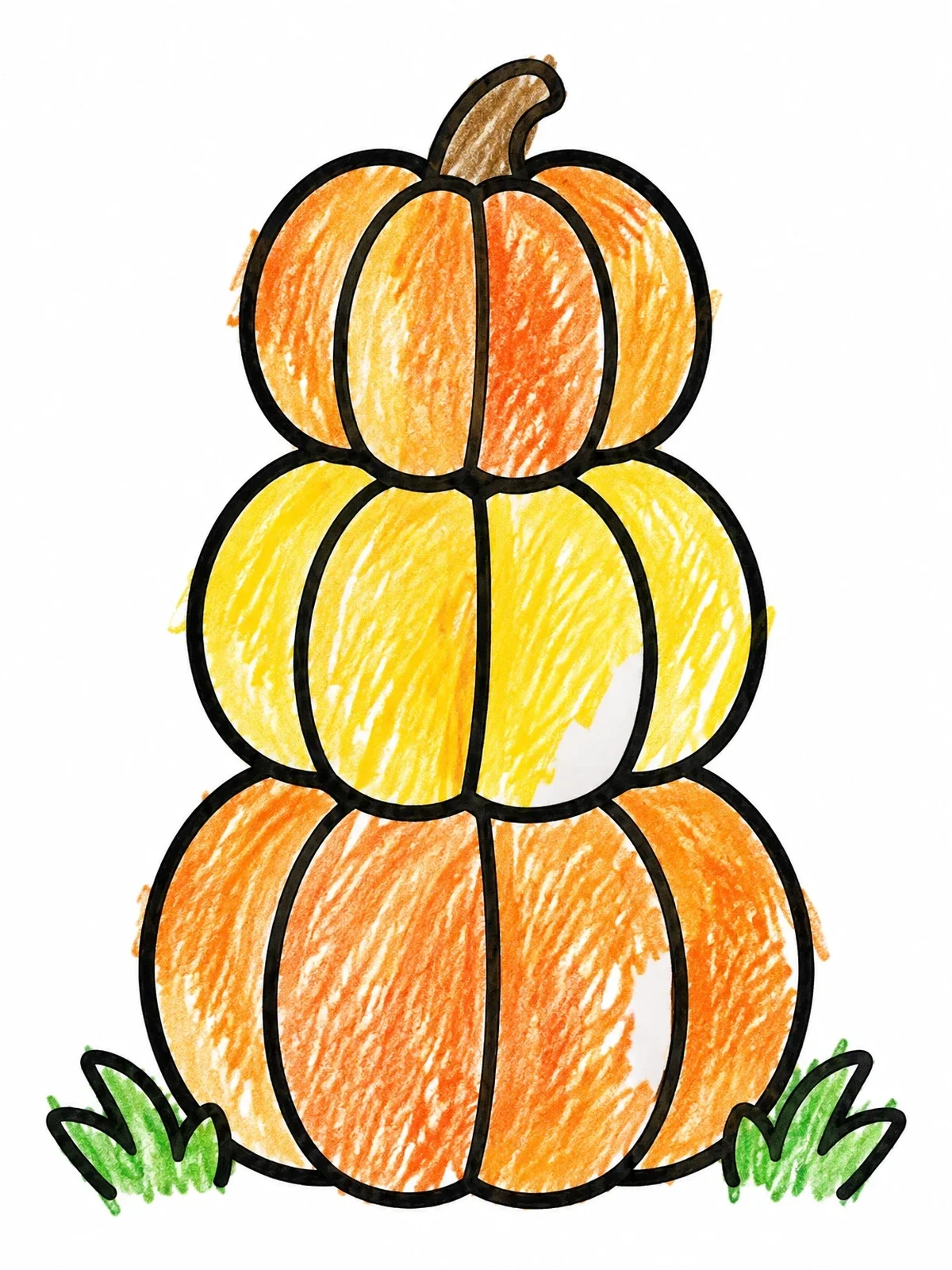 Colored example of the Stack Of Three Simple Pumpkins coloring page
