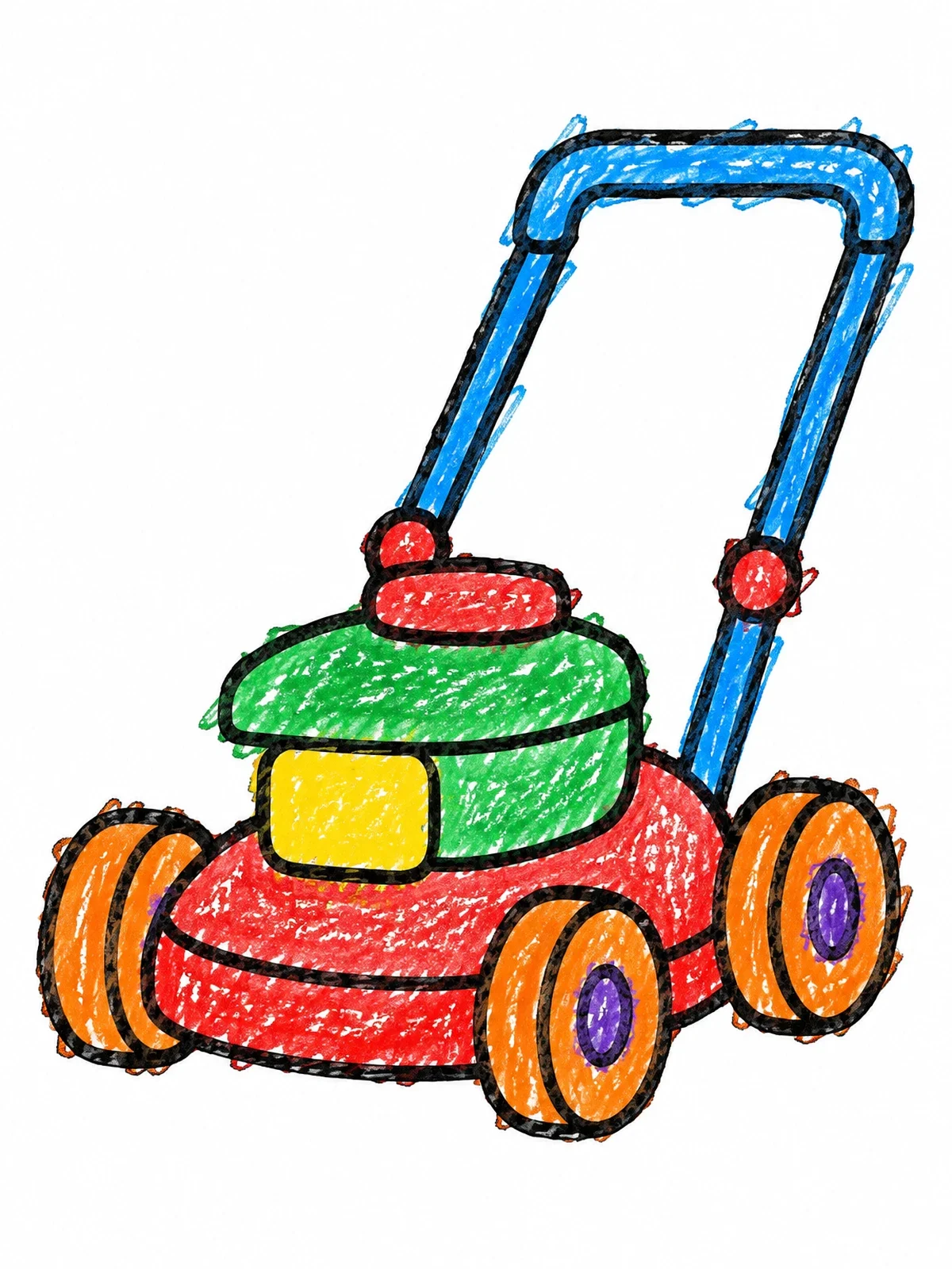 Colored example of the Simple Push Lawn Mower coloring page