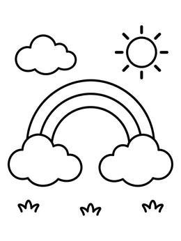 Free printable Rainbow With Sun And Clouds coloring page