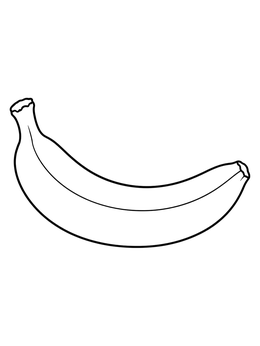 A simple banana coloring page showing a single curved fruit with clean outlines.