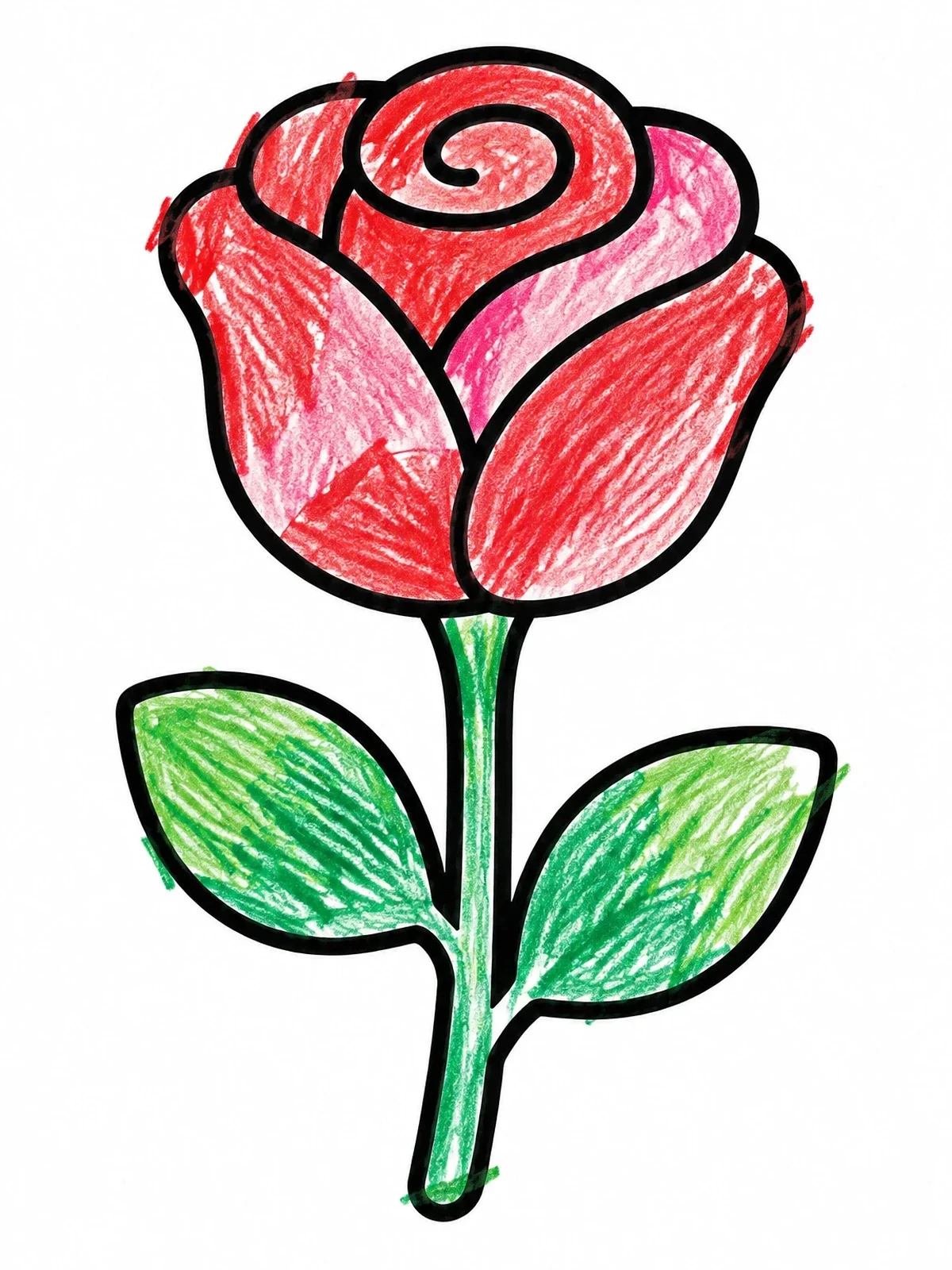 Colored example of the Simple Rose Blossom Outline coloring page