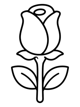 Free printable Simple Rose Bud With Leaves coloring page