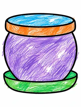 Simple Round Ceramic Flower Pot Coloring Page