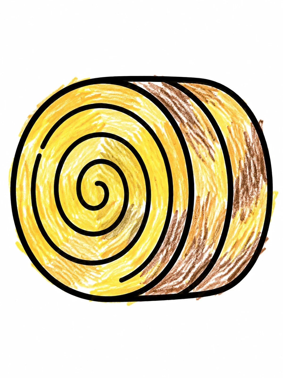 Colored example of the Simple Round Hay Bale coloring page
