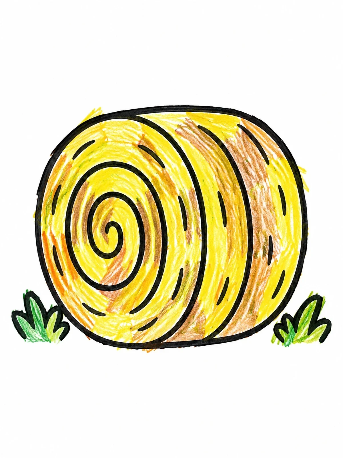 Colored example of the Simple Round Hay Bale coloring page