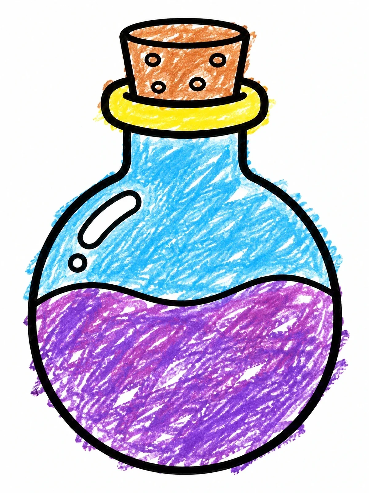 Colored example of the Simple Round Magic Potion Bottle coloring page