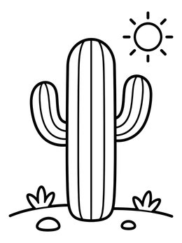Free printable Simple Saguaro Cactus In The Sun coloring page