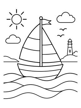 Free printable Sailboat On Gentle Waves coloring page