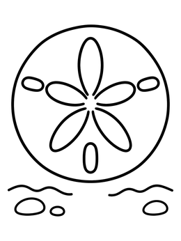 Free printable Simple Sand Dollar On Beach coloring page