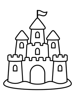 Free printable Simple Sand Fortress With Towers coloring page