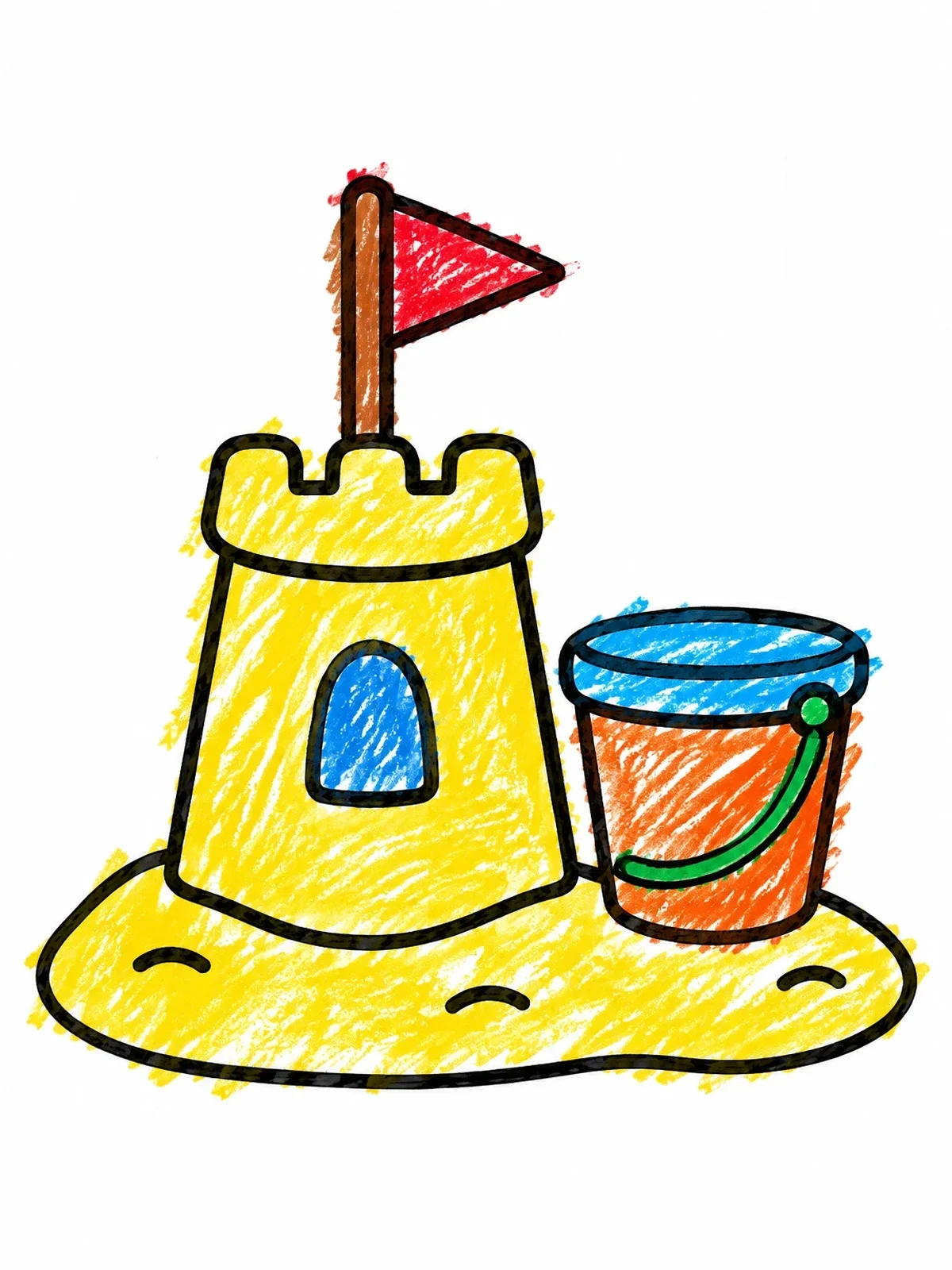 Colored example of the Simple Sand Tower And Bucket coloring page