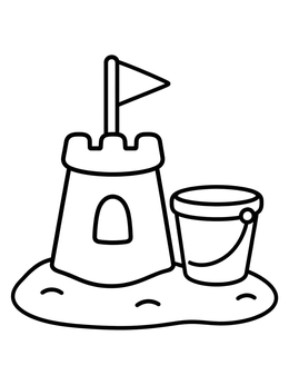 Free printable Simple Sand Tower And Bucket coloring page