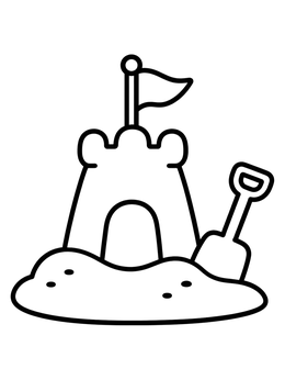 Free printable Simple Sandcastle With Toy Shovel coloring page
