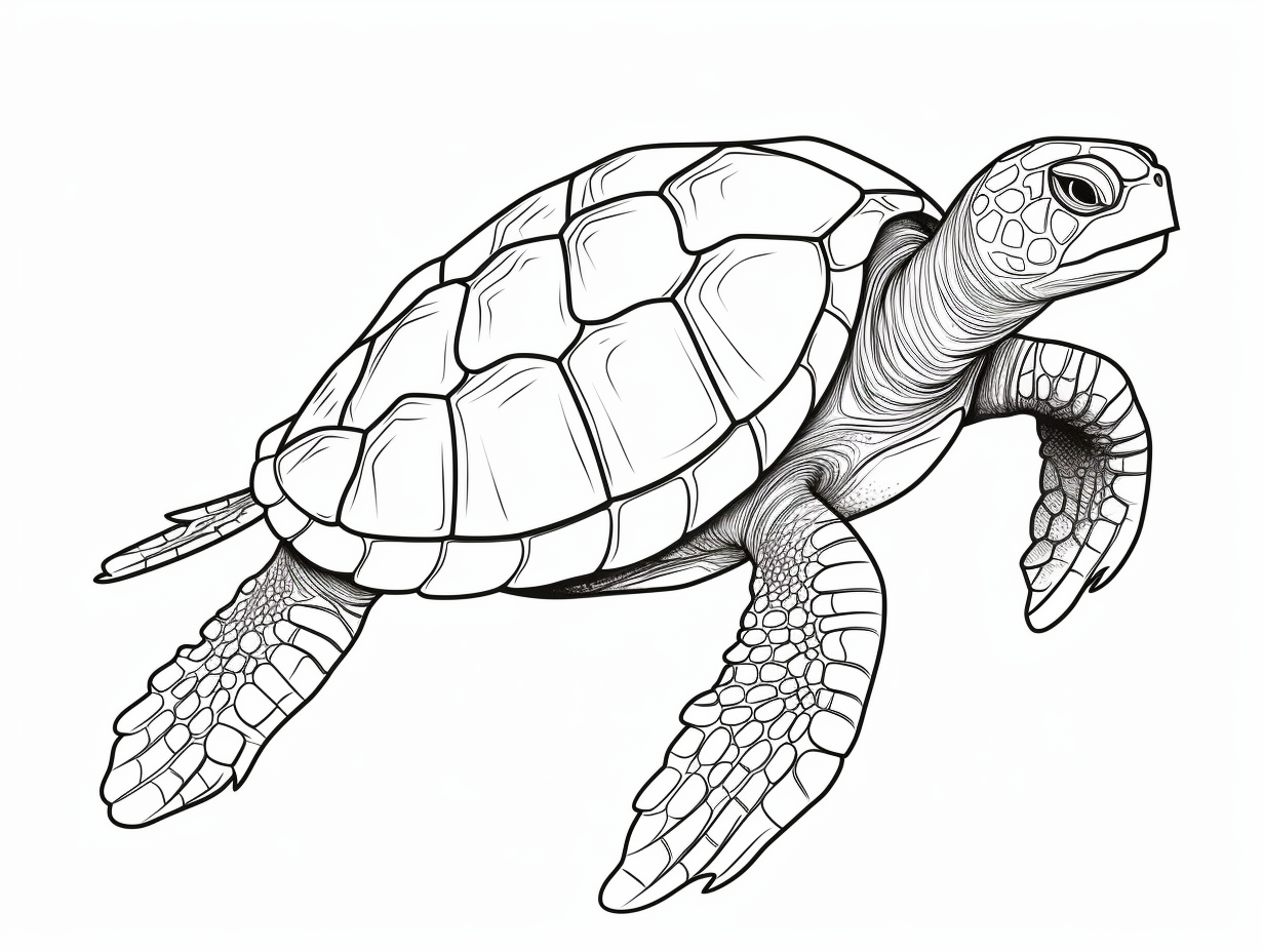 Simple Sea Turtle Coloring For Children - Coloring Page