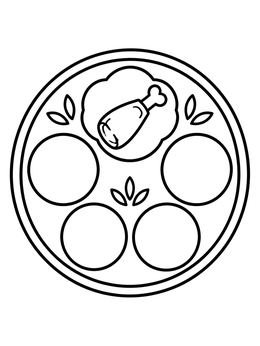 Free printable Simple Seder Plate With Zeroah Shank Bone coloring page