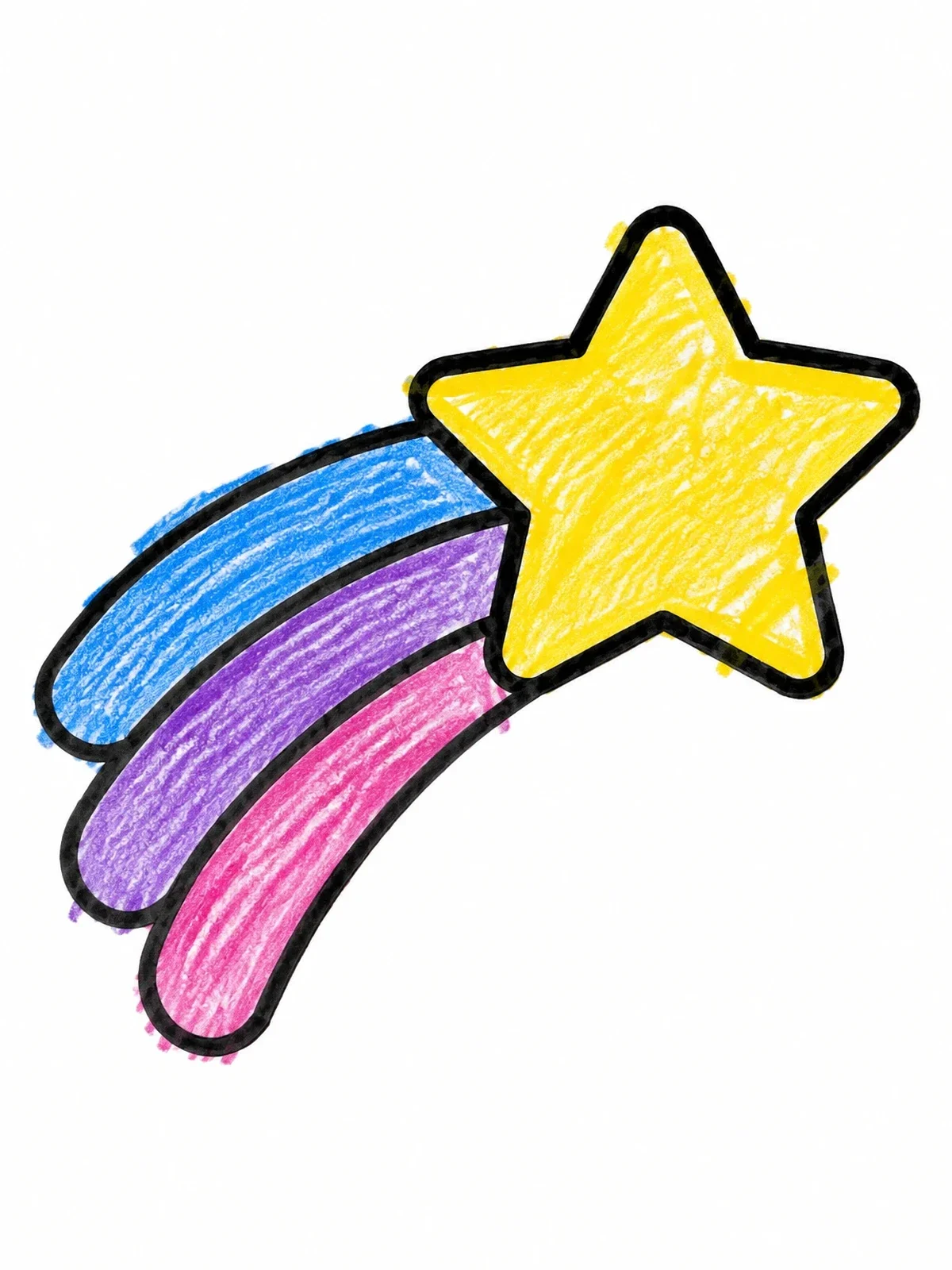 Colored example of the Simple Shooting Star With Trail coloring page
