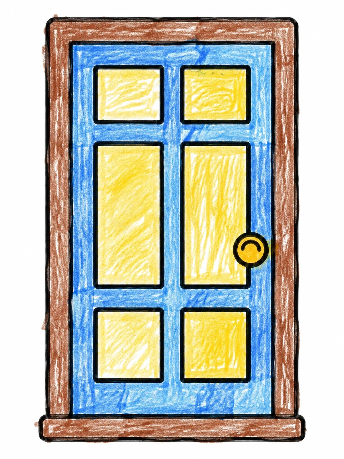 Colored example of the Simple Six Panel Front Door coloring page