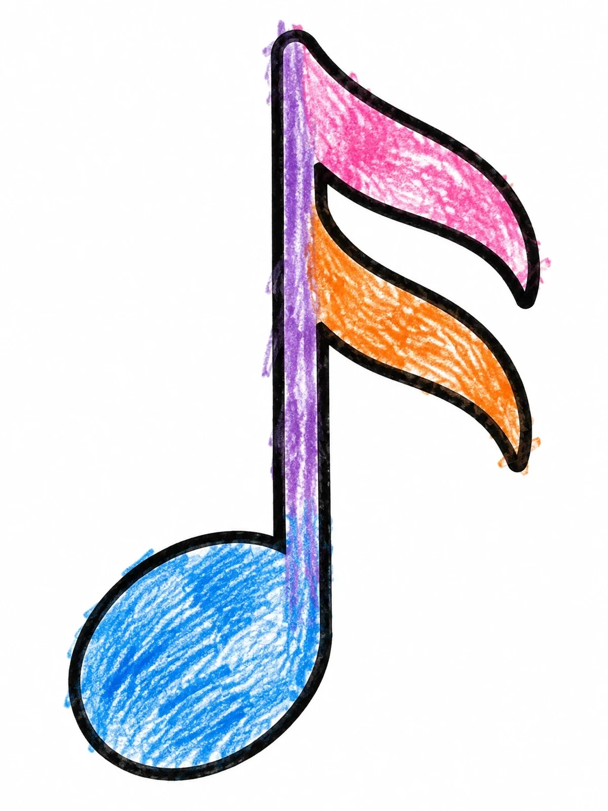 Colored example of the Simple Sixteenth Music Note coloring page