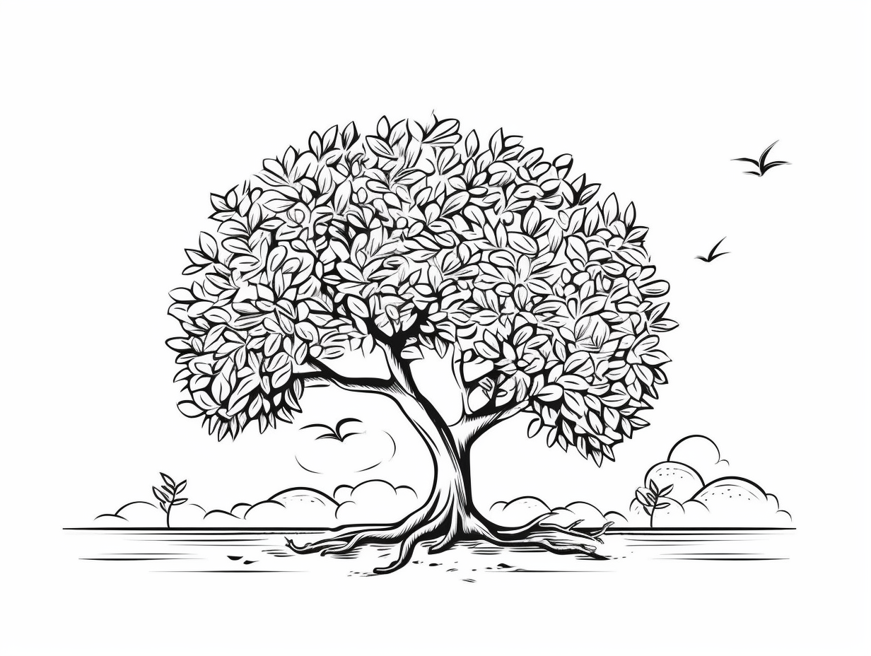 Simple Sketch Of A Fig Tree Coloring Page