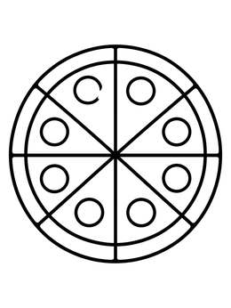 Free printable Simple Sliced Pepperoni Pizza coloring page