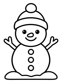 Free printable Simple Snowman With Beanie Hat coloring page