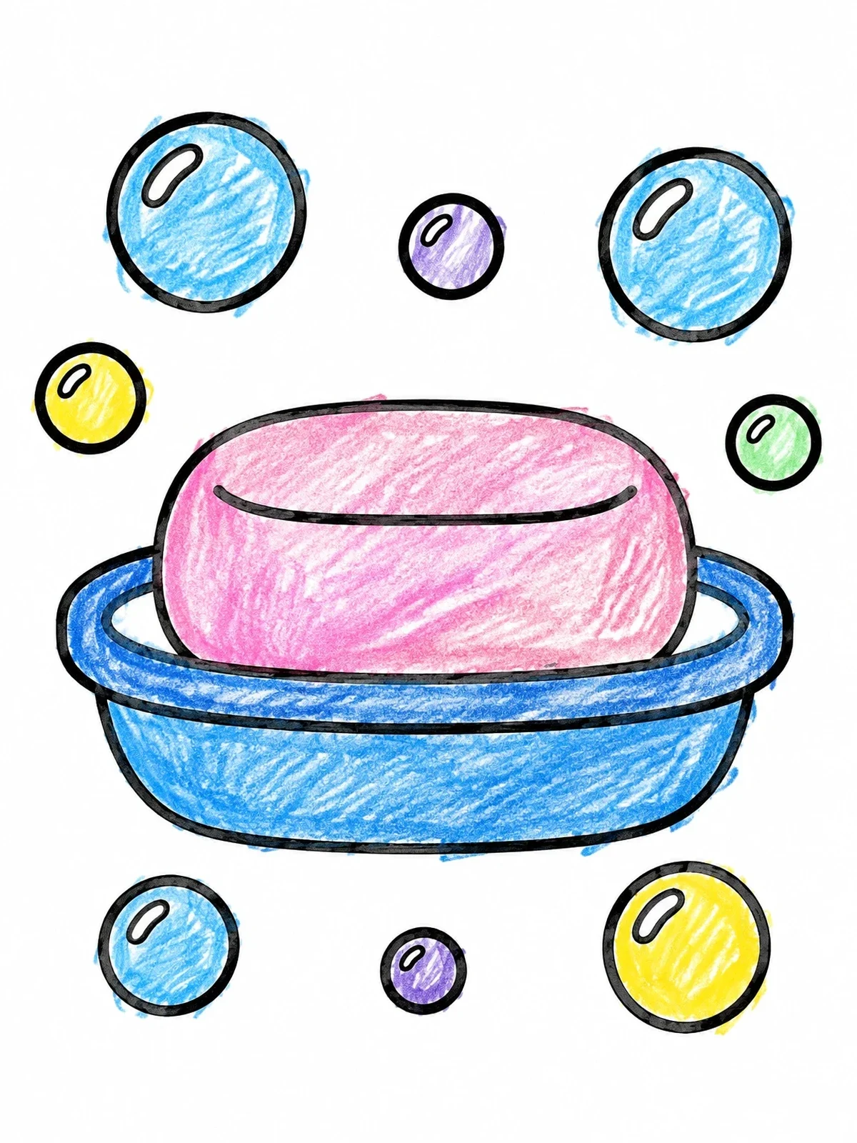 Colored example of the Simple Soap Bar On Dish coloring page