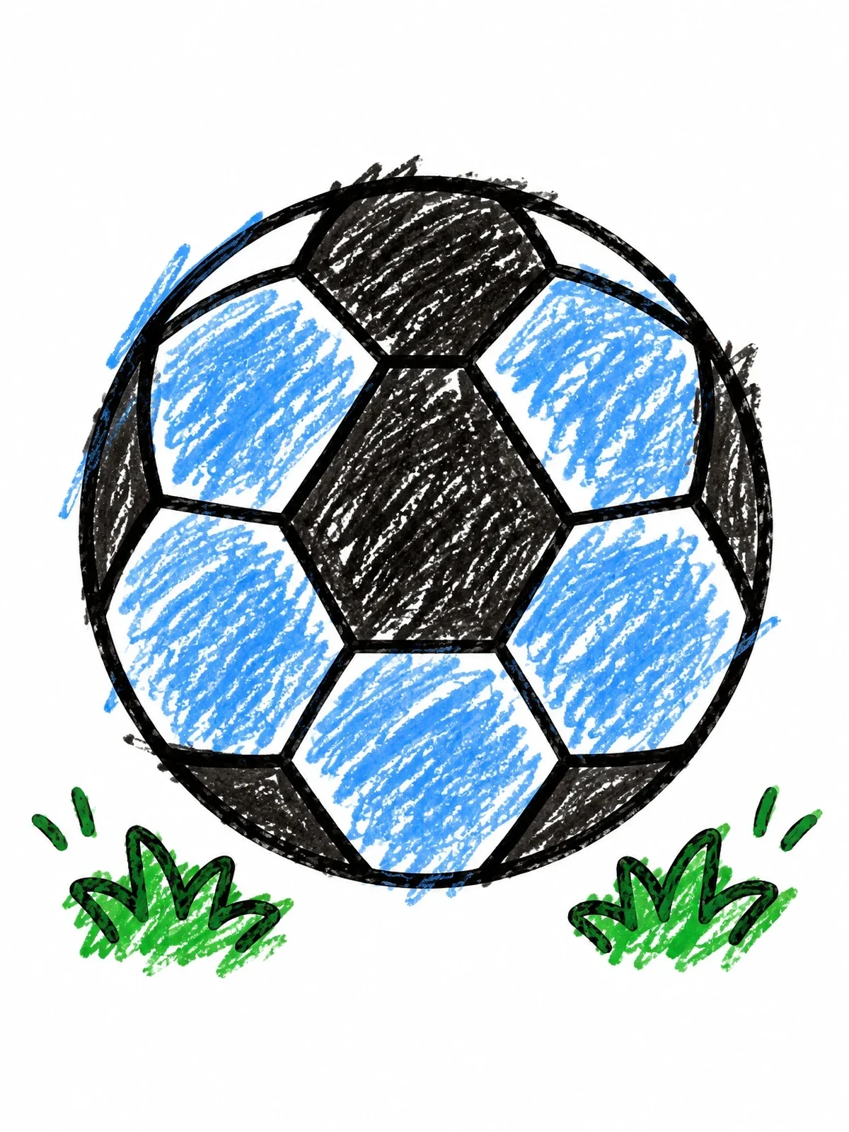 Colored example of the Soccer Ball On The Grass coloring page