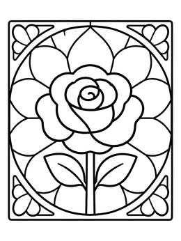 Free printable Simple Stained Glass Rose coloring page