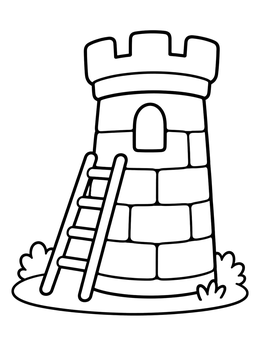 Free printable Simple Stone Tower With Ladder coloring page
