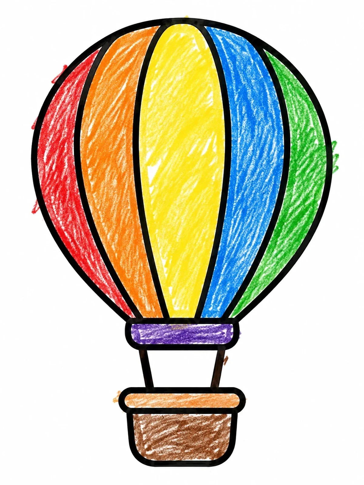 Colored example of the Simple Striped Hot Air Balloon coloring page