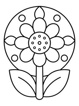 Free printable Simple Stylized Sunflower In Circle coloring page