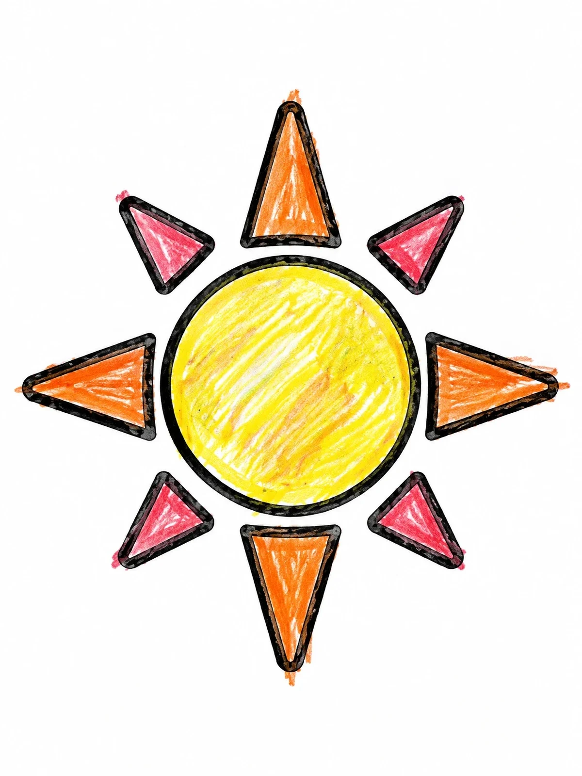 Colored example of the Simple Sun With Pointed Rays coloring page