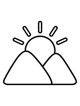 Free printable Simple Sunrise Behind Mountains coloring page