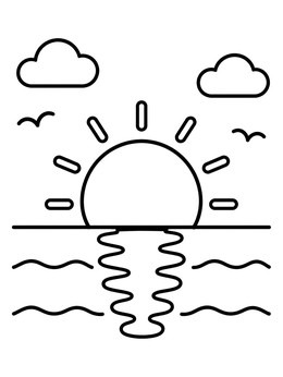 Free printable Sunset Over The Calm Ocean coloring page