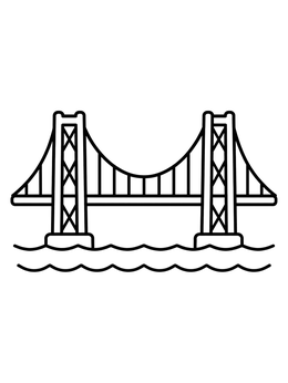 Free printable Simple Suspension Bridge Over Water coloring page