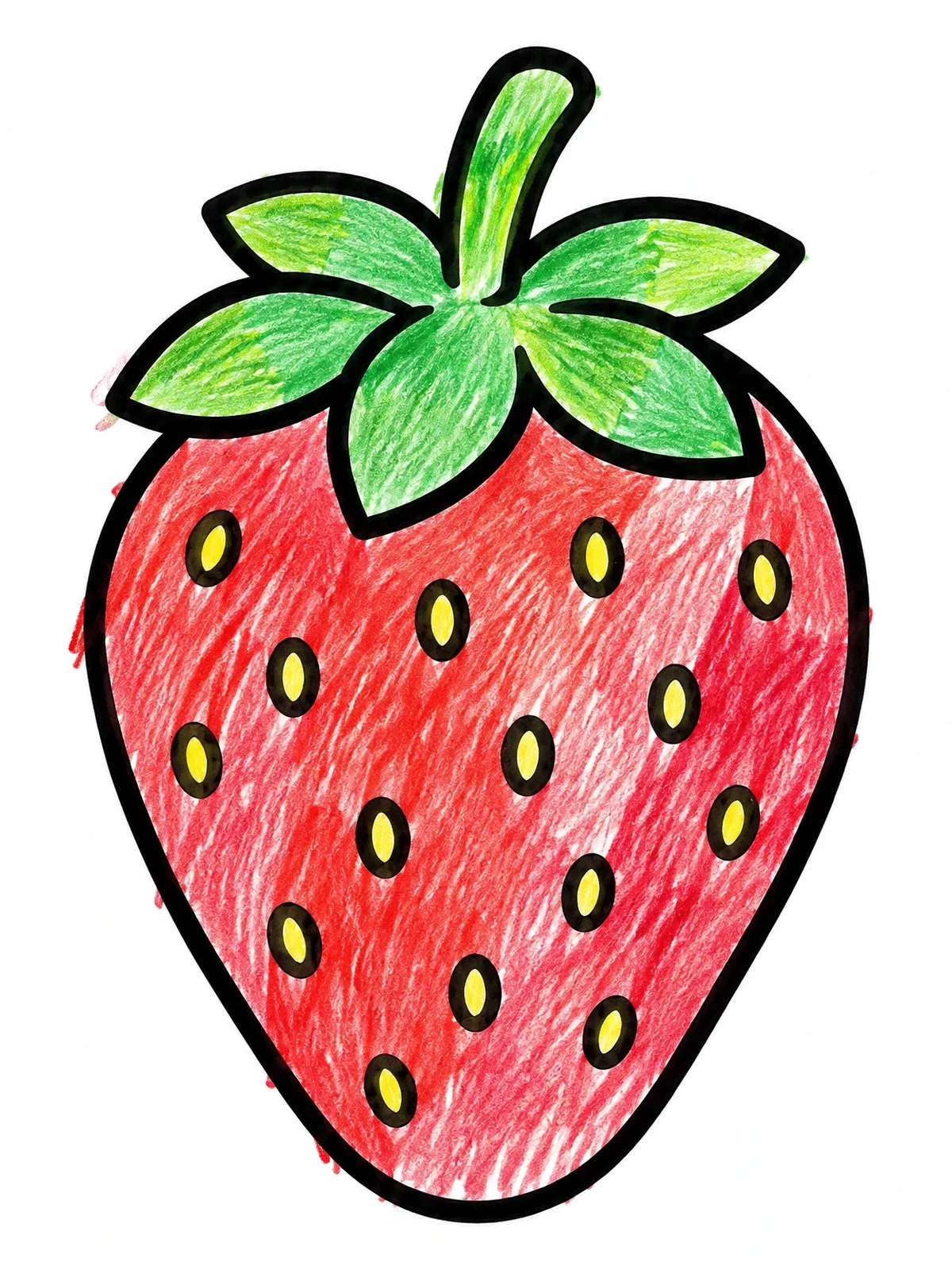 Colored example of the Simple Sweet Strawberry Outline coloring page