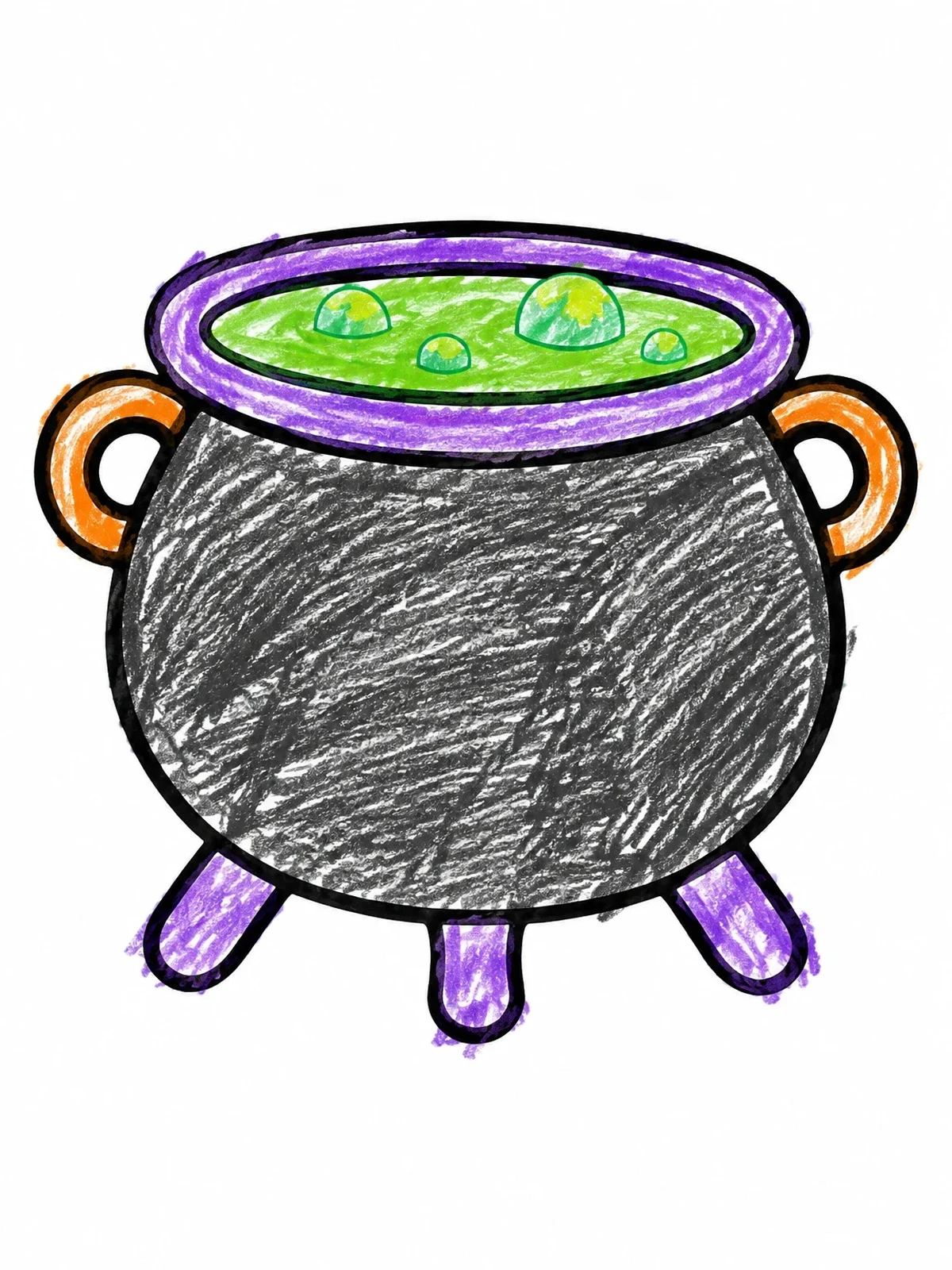Colored example of the Simple Three Legged Magic Cauldron coloring page