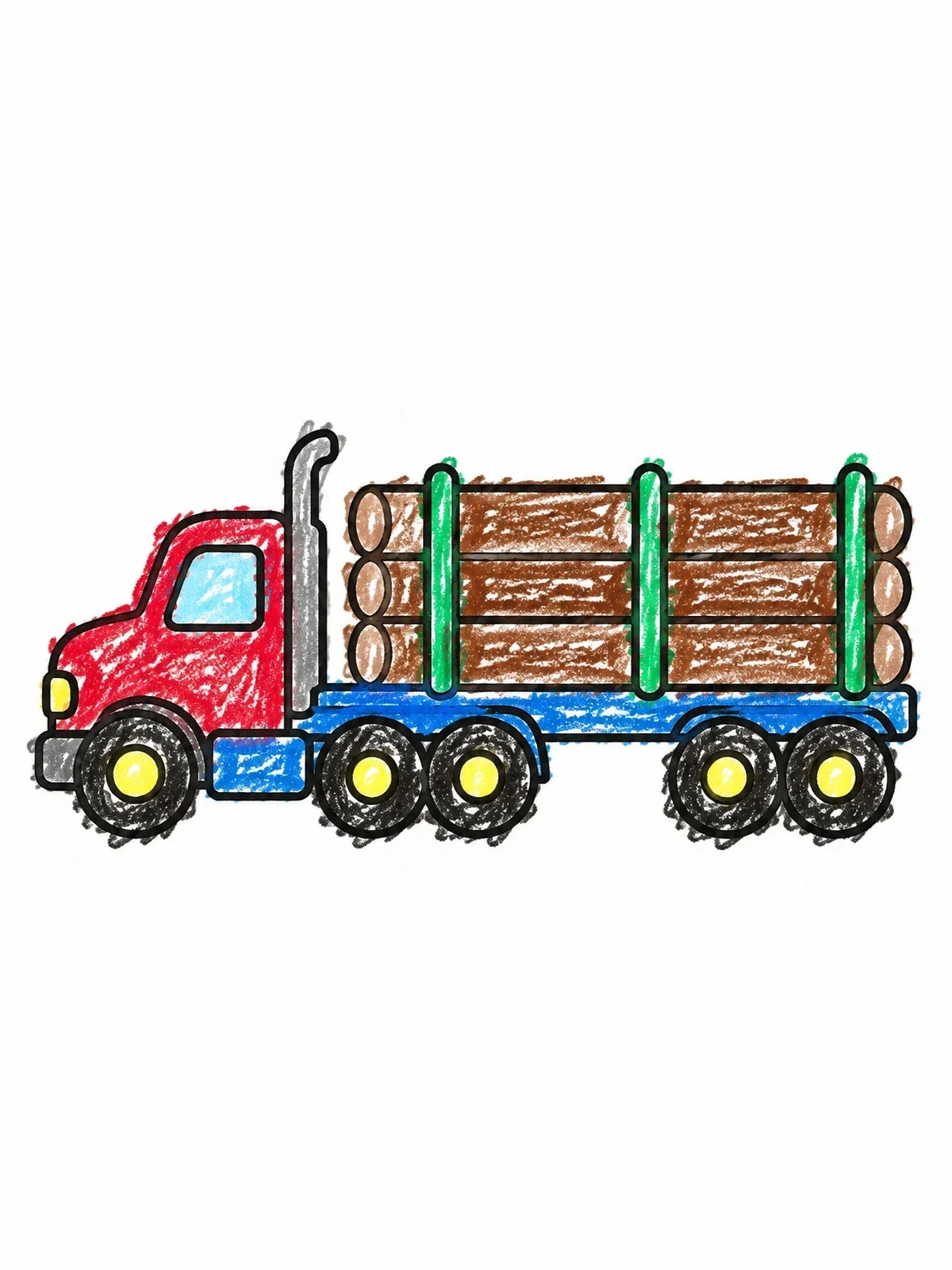 Colored example of the Simple Timber Logging Truck coloring page