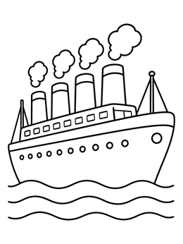 Free printable Simple Titanic Ocean Liner On Calm Waves coloring page