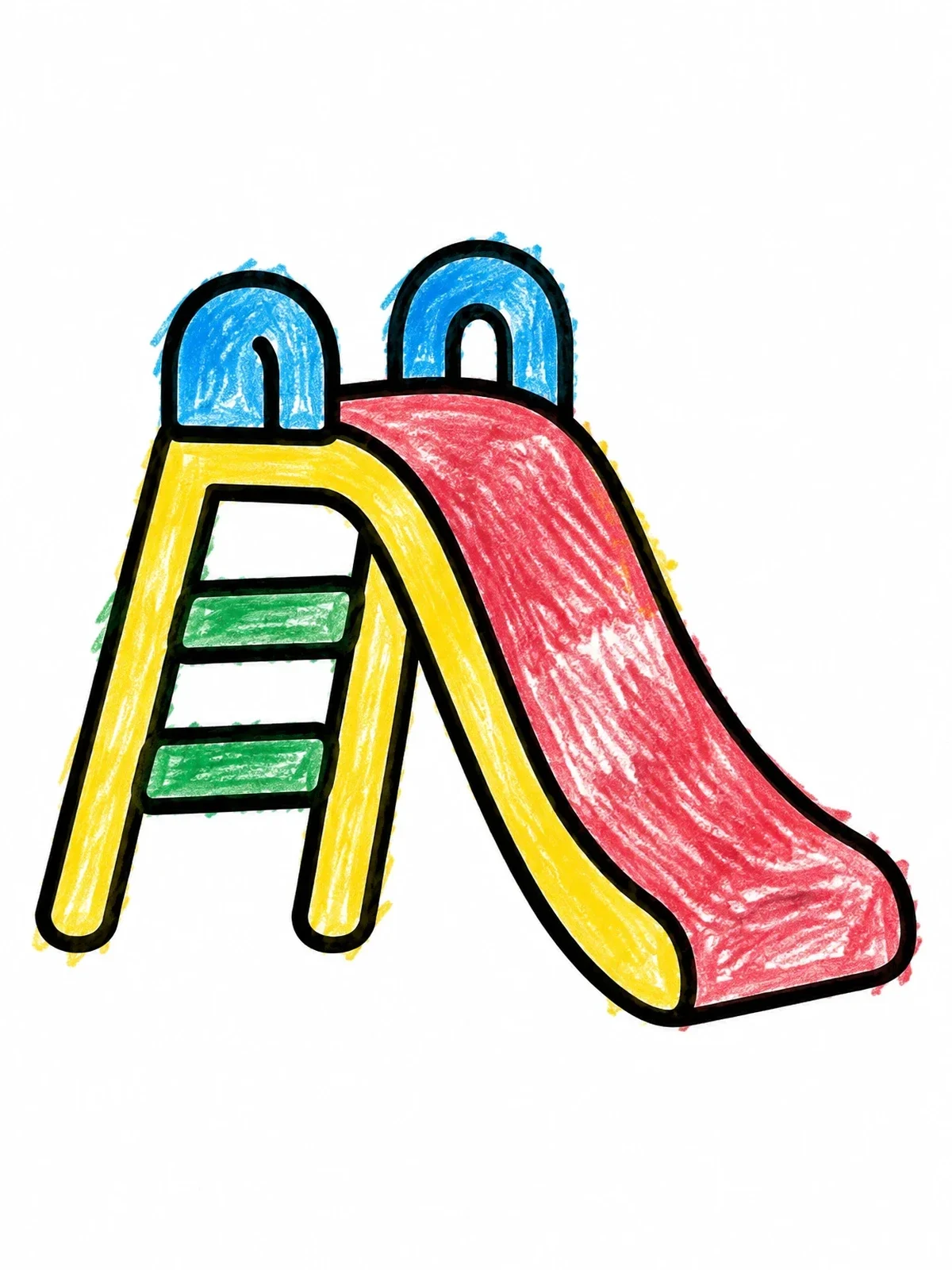 Colored example of the Simple Toddler Playground Slide coloring page