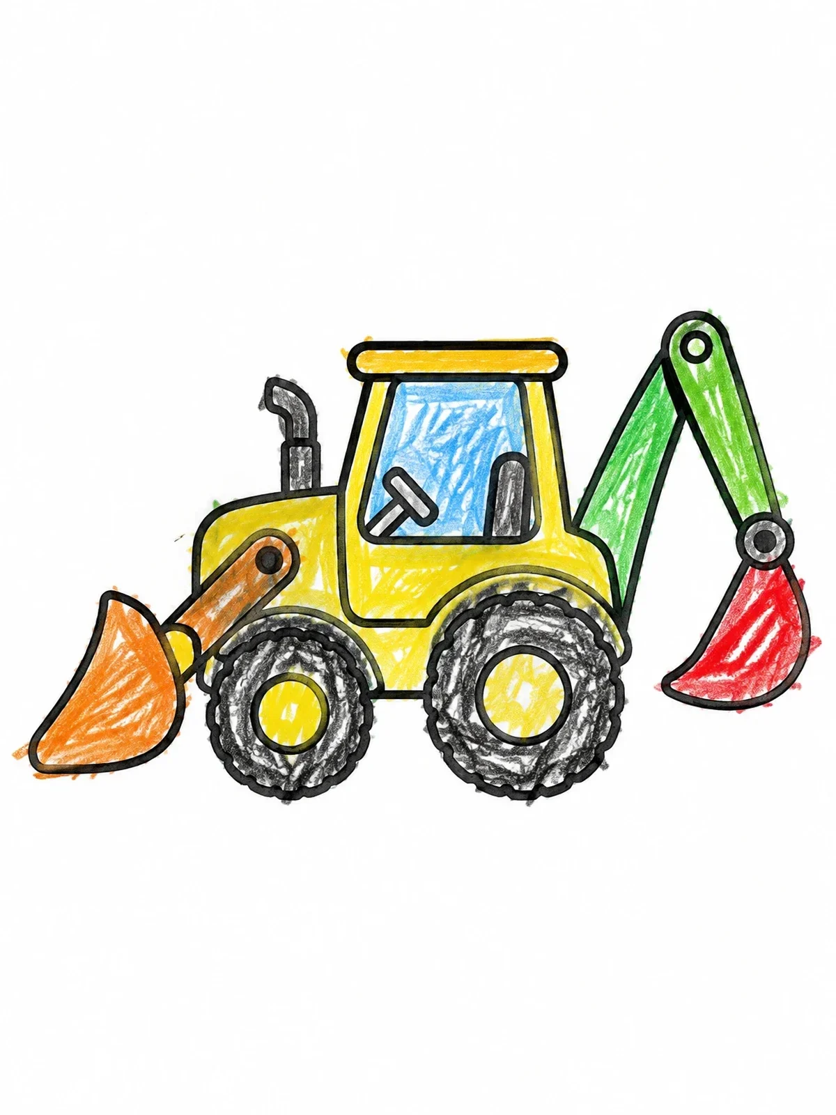 Colored example of the Simple Toy Backhoe Loader coloring page