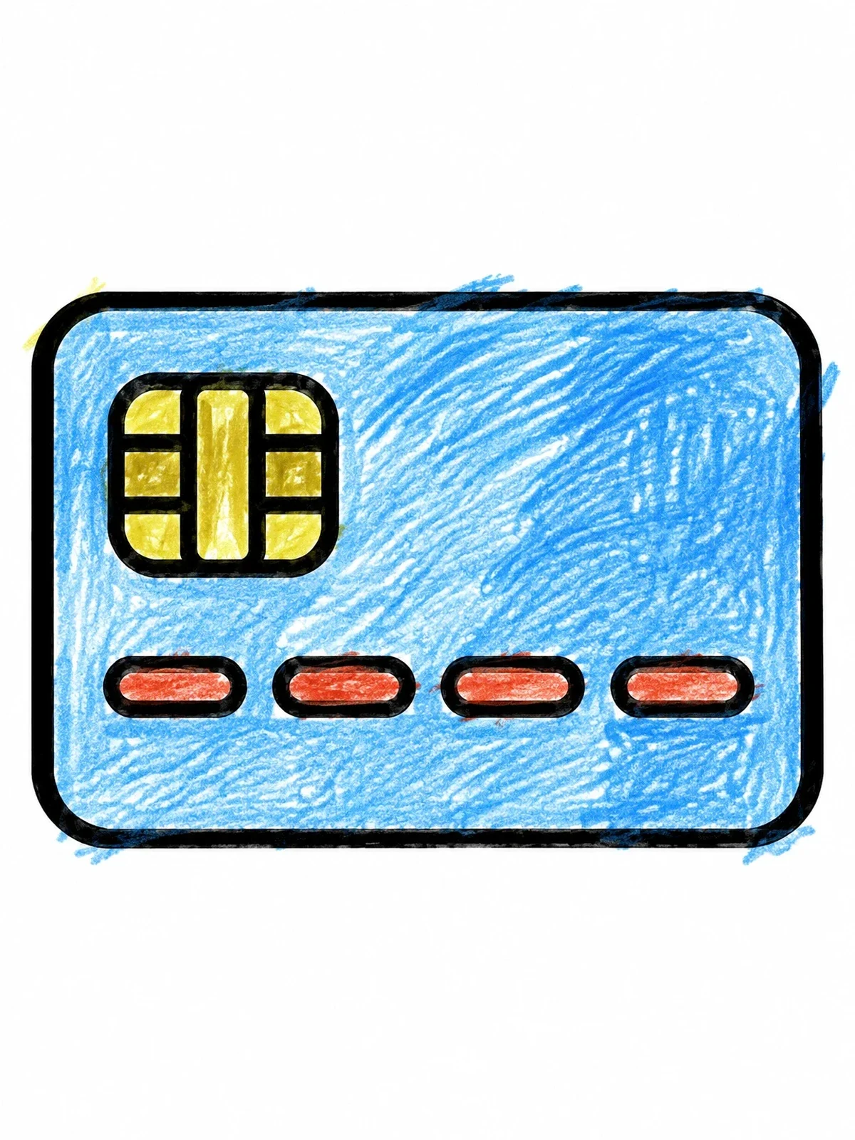 Colored example of the Simple Toy Credit Card coloring page