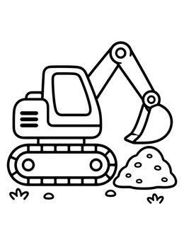 Free printable Simple Toy Excavator With Dirt Pile coloring page