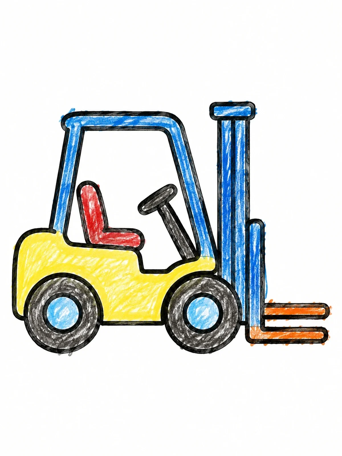 Colored example of the Simple Toy Forklift coloring page