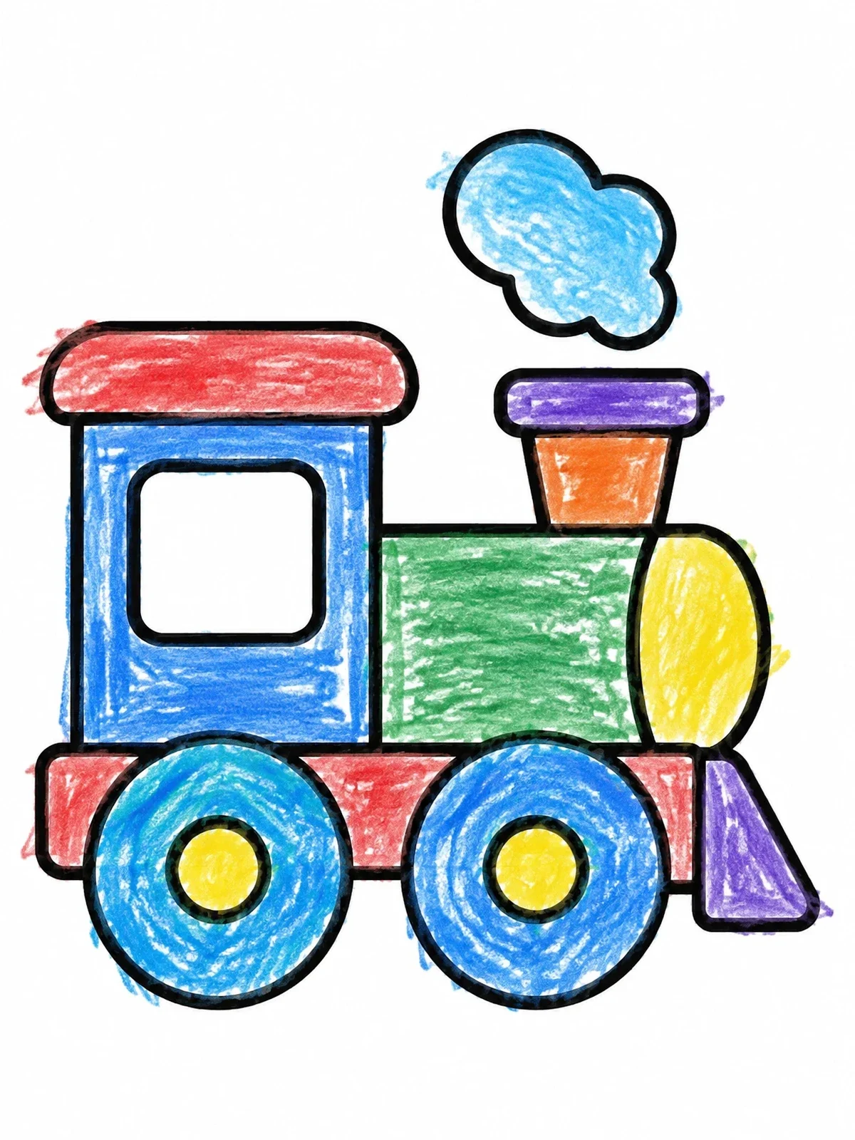 Colored example of the Simple Toy Steam Train coloring page
